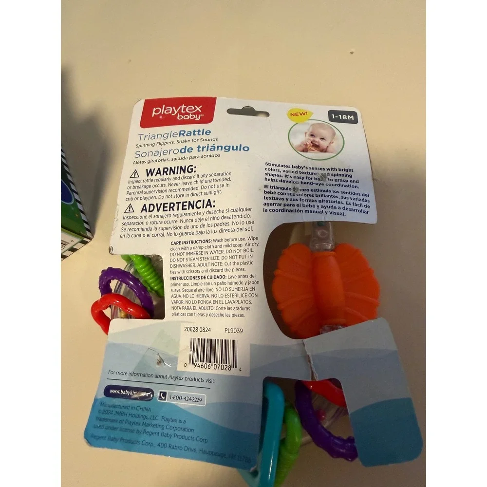 Playtex Baby Unicorn Teether Triangle Rattle & Mini Explorers Activity Cube Set